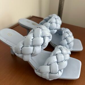 Elegant Light Blue Braided Women's Heels